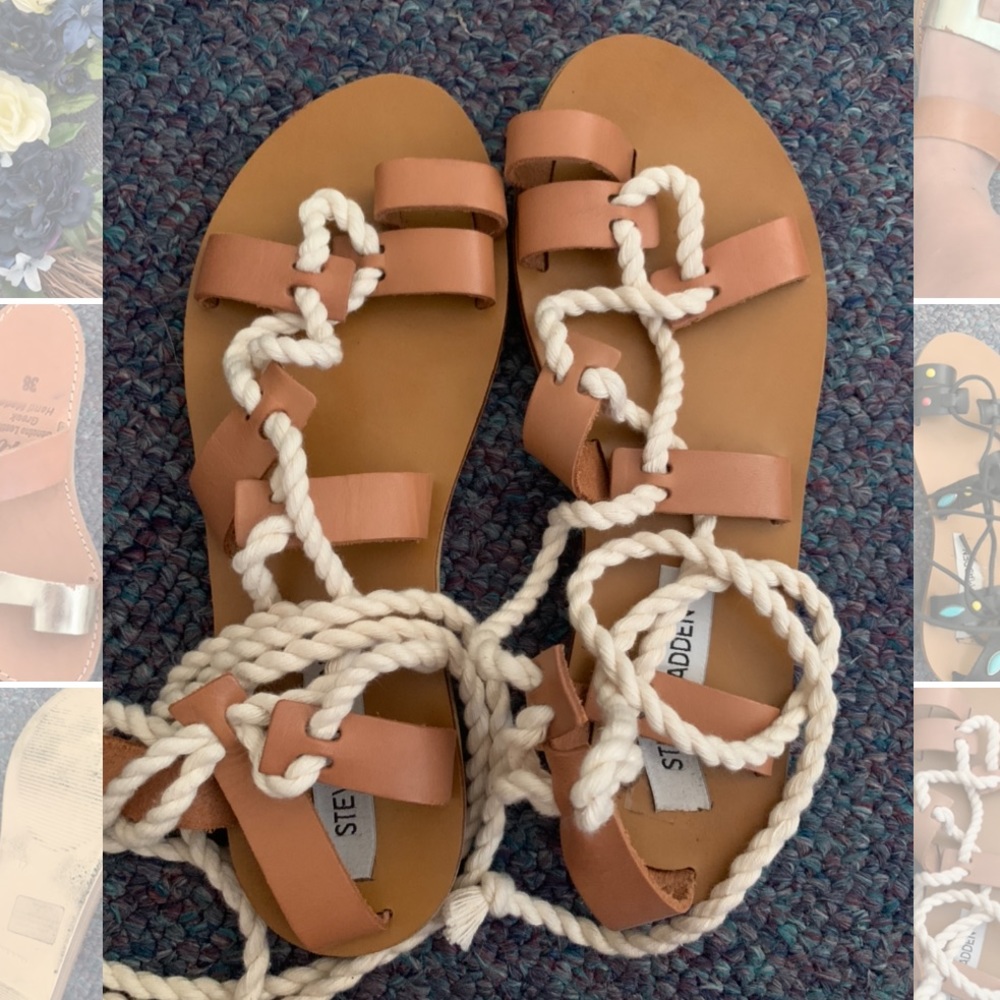 Steve Madden Lace Up Sandals Leather/Rope